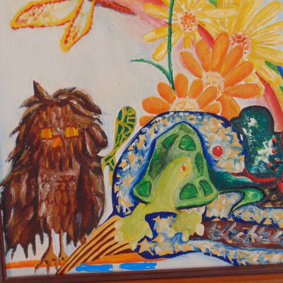 Nature Scene, Original Acrylic Painting, Wood Frame, 13 x 13 - Picture 3 of 6